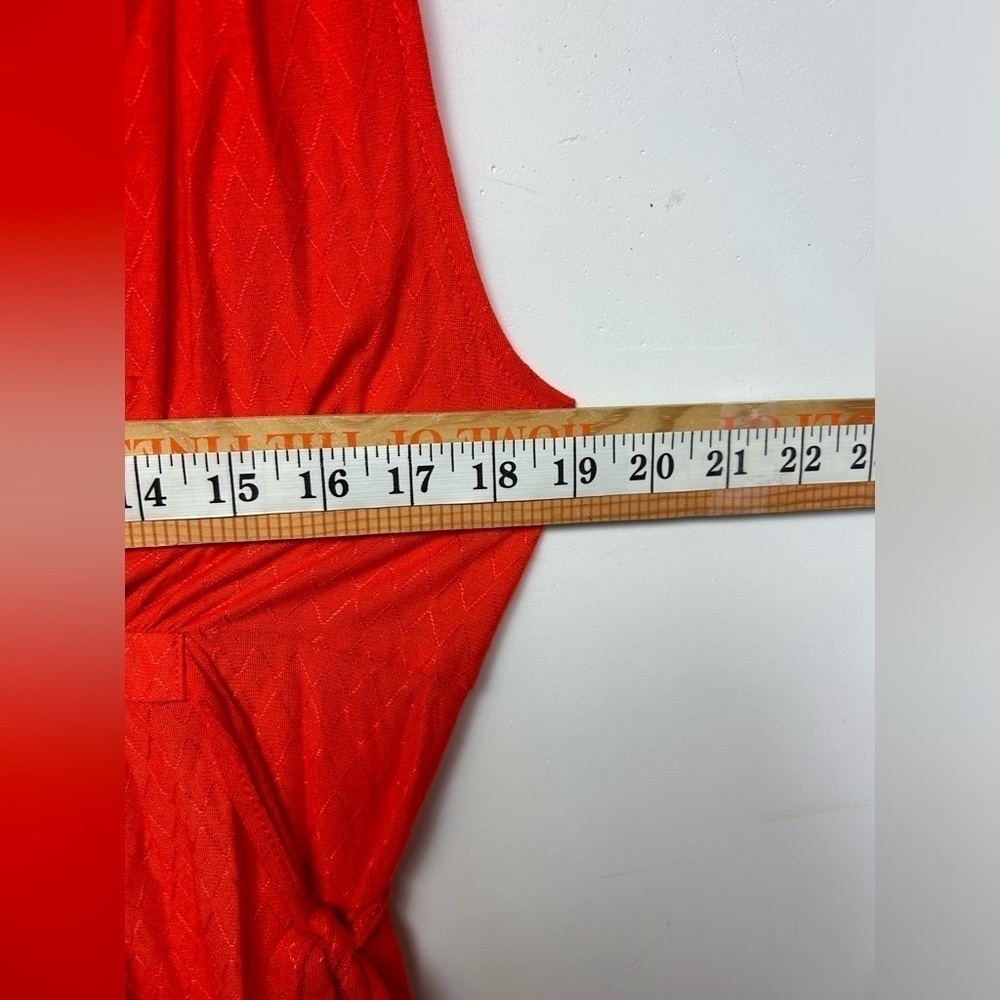FRENCH CONNECTION Orange Sleeveless Orange V-Neck stretchy Dress 12 feminine - Picture 5 of 8